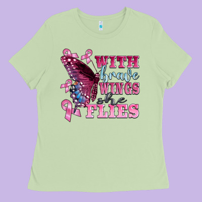With Brave Wings She Flies Ladies Tee Designed By Barkaloodesign