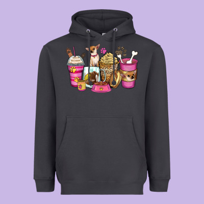 Chihuahua Coffee Cups Heavyweight Hoodie Designed By Zillion Design Studio