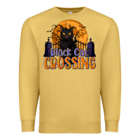 Antique Gold Black Cat Crossing Premium Sweatshirt - texasbilliewilder