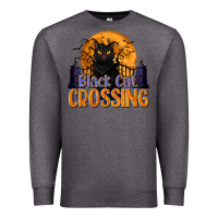 Charcoal Heather Black Cat Crossing Premium Sweatshirt - texasbilliewilder