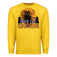 Lemon Black Cat Crossing Premium Sweatshirt - texasbilliewilder