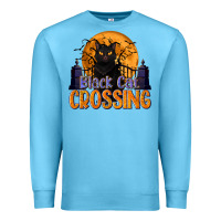 Ocean Blue Black Cat Crossing Premium Sweatshirt - texasbilliewilder