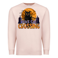 Pale Pink Black Cat Crossing Premium Sweatshirt - texasbilliewilder