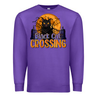 Purple Black Cat Crossing Premium Sweatshirt - texasbilliewilder