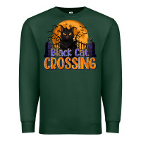 Sports Green Black Cat Crossing Premium Sweatshirt - texasbilliewilder