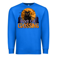 True Royal Black Cat Crossing Premium Sweatshirt - texasbilliewilder