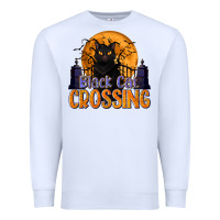 White Black Cat Crossing Premium Sweatshirt - texasbilliewilder