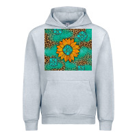 Heather Grey Sunflower Gemstone Leopard Urban Hoodie - Artiststas