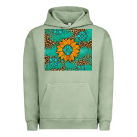 Pigment Oil Green Sunflower Gemstone Leopard Urban Hoodie - Artiststas