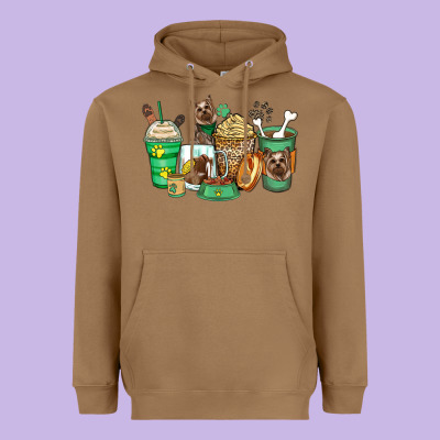 Yorkshire Terrier Coffee Cups Heavyweight Hoodie Designed By Zillion Design Studio