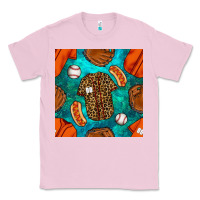 Bubblegum Pink baseball leopard uniform and hotdog with gemstone seamless pattern Classic Tee - BundleAndBundleShop