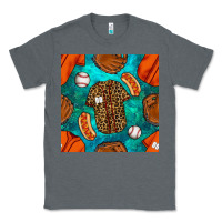 Charcoal Heather baseball leopard uniform and hotdog with gemstone seamless pattern Classic Tee - BundleAndBundleShop