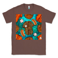 Chestnut baseball leopard uniform and hotdog with gemstone seamless pattern Classic Tee - BundleAndBundleShop