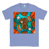 Colony Blue baseball leopard uniform and hotdog with gemstone seamless pattern Classic Tee - BundleAndBundleShop