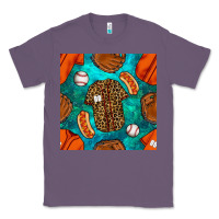 Lavender baseball leopard uniform and hotdog with gemstone seamless pattern Classic Tee - BundleAndBundleShop