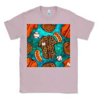 Lilac baseball leopard uniform and hotdog with gemstone seamless pattern Classic Tee - BundleAndBundleShop