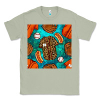 Matcha baseball leopard uniform and hotdog with gemstone seamless pattern Classic Tee - BundleAndBundleShop