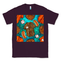 Plum baseball leopard uniform and hotdog with gemstone seamless pattern Classic Tee - BundleAndBundleShop