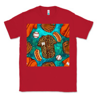 Red baseball leopard uniform and hotdog with gemstone seamless pattern Classic Tee - BundleAndBundleShop