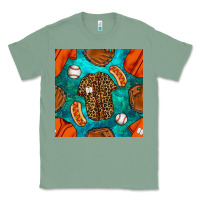 Sage baseball leopard uniform and hotdog with gemstone seamless pattern Classic Tee - BundleAndBundleShop