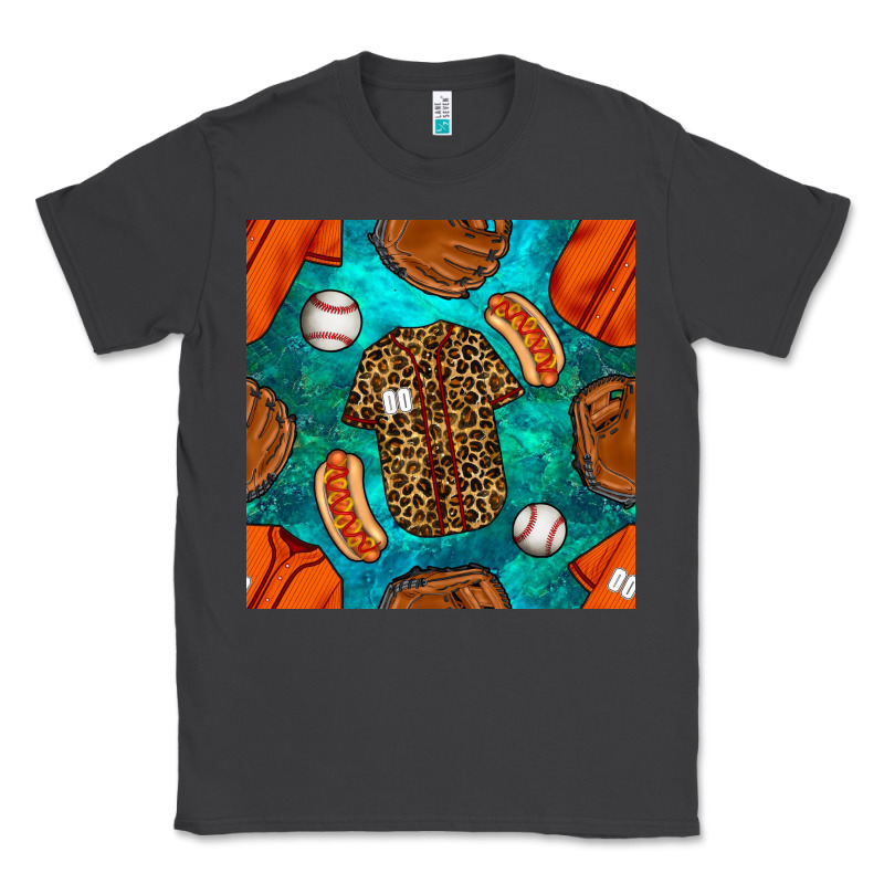 Baseball Leopard Uniform And Hotdog With Gemstone Seamless Pattern Classic Tee by BundleAndBundleShop | Teevron