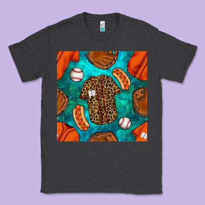 Baseball Leopard Uniform And Hotdog With Gemstone Seamless Pattern Classic Tee Designed By Bundleandbundleshop