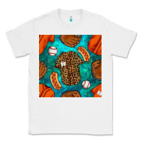 White baseball leopard uniform and hotdog with gemstone seamless pattern Classic Tee - BundleAndBundleShop