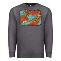 Charcoal Heather western leopard tooled leather background Premium Sweatshirt - Zillion Design Studio