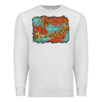 Oatmeal Heather western leopard tooled leather background Premium Sweatshirt - Zillion Design Studio