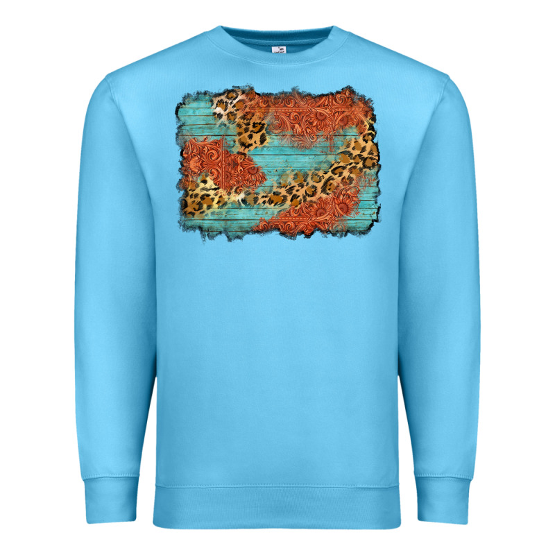 Western Leopard Tooled Leather Background Premium Sweatshirt by Zillion Design Studio | Teevron