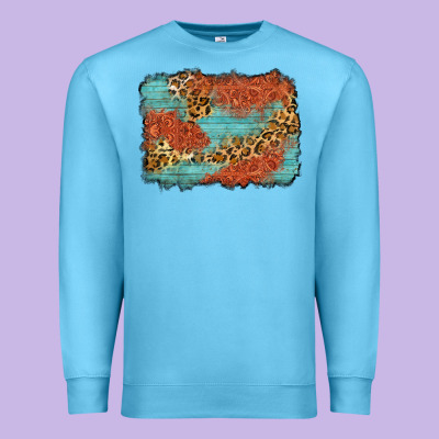Western Leopard Tooled Leather Background Premium Sweatshirt Designed By Zillion Design Studio