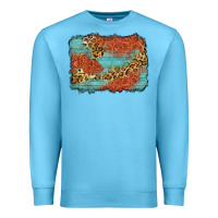 Ocean Blue western leopard tooled leather background Premium Sweatshirt - Zillion Design Studio