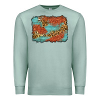 Seafoam western leopard tooled leather background Premium Sweatshirt - Zillion Design Studio