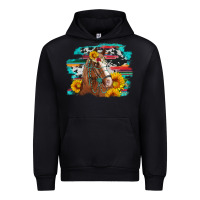 Black horse with sunflowers Urban Hoodie - Artiststas