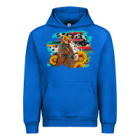 Cobalt horse with sunflowers Urban Hoodie - Artiststas