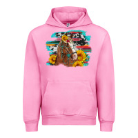 Fuchsia Pink horse with sunflowers Urban Hoodie - Artiststas