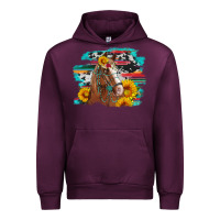 Mauve Wine horse with sunflowers Urban Hoodie - Artiststas