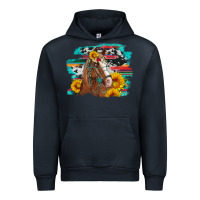 Navy horse with sunflowers Urban Hoodie - Artiststas