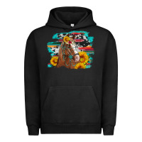 Pigment Black horse with sunflowers Urban Hoodie - Artiststas