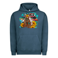 Pigment Midnight Navy horse with sunflowers Urban Hoodie - Artiststas