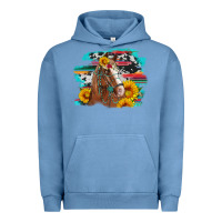 Pigment Pebble Blue horse with sunflowers Urban Hoodie - Artiststas