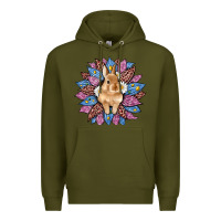 Army Green easter leopard bunny sunflower Premium Hoodie - Artiststas