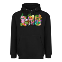 Black tropical coffee cups Heavyweight Hoodie - Zillion Design Studio