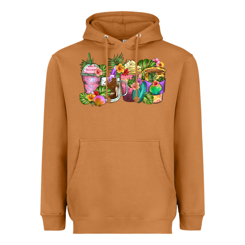 Tropical Coffee Cups Heavyweight Hoodie by Zillion Design Studio | Teevron