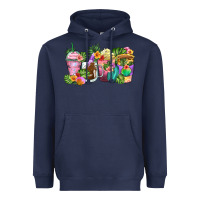 Navy tropical coffee cups Heavyweight Hoodie - Zillion Design Studio