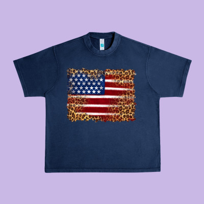 American Flag And Leopard Urban Heavy Tee Designed By Artiststas