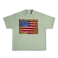 Oil Green american flag and leopard Urban Heavy Tee - Artiststas