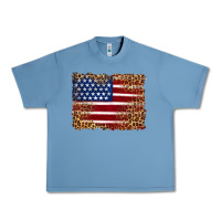 Pebble Blue american flag and leopard Urban Heavy Tee - Artiststas