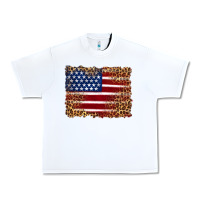 White american flag and leopard Urban Heavy Tee - Artiststas