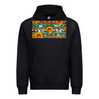 Black aztec sunflower cowhide license plate Urban Hoodie - Artiststas